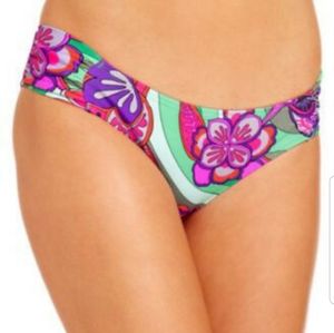 Raisins Bikini Bottom Aqua Multi Cocoa Beach Pant Swimwear Swim Bottom L NWT